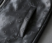 LV SHIRT JACKET IN BLACK CALFSKIN EMBOSSED LOGO 238988