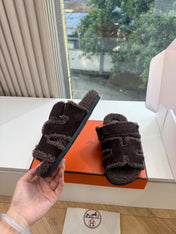 HM 26S SANDAL IN DARK BROWN WOOL AND SUEDE
