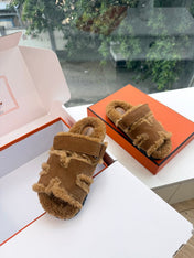 HM 26S SANDAL IN BROWN WOOL AND SUEDE