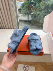 HM 26S SANDAL IN SKY BLUE WOOL AND SUEDE