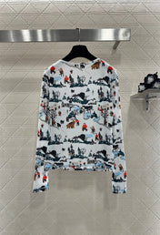 CHANEL 25S PRINTED ROUND-NECK T-SHIRT 605