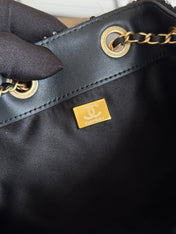 CHANEL 25S HOBO BAG 30 IN BLACK TWEED WITH GOLD HARDWARE