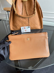 CHANEL 25S HOBO BAG 40 IN CARAMEL BROWN CAVIAR WITH GOLD HARDWARE