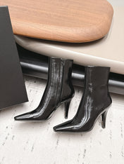 YSL 26S ANKLE BOOTS 80 MM IN BLACK GLOSSY CALFSKIN