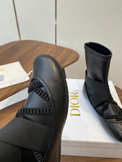 DIOR 25S STRETCH BALLET BOOTS IN BLACK FULL CALFSKIN