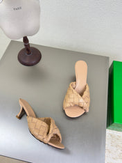 BLINK HIGH 5 CM MULE IN BUFF BEIGE INTRECCIATO LEATHER