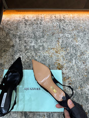 AQUAZZURA 26S SLINGBACK 60 MM IN BLACK SUEDE