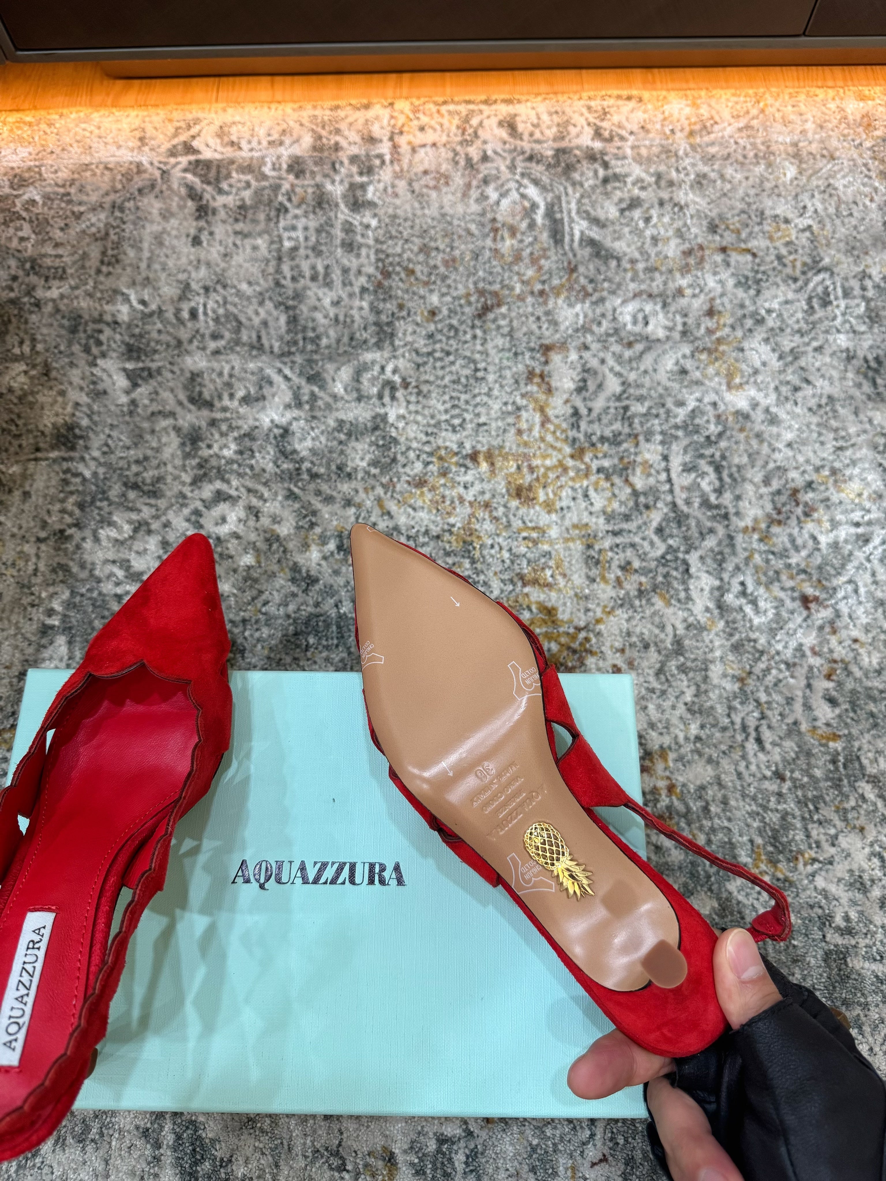 AQUAZZURA 26S SLINGBACK 60 MM IN RED SUEDE