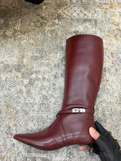 HM 26S KNEE-HIGH BOOTS 35 MM IN WINE RED CALFSKIN
