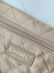 CHANEL 26S 22 BAG 42 IN CREAM WHITE QUILTED SHINY CALFSKIN