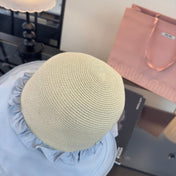 MIUMIU 26S STRAW HAT WITH RUFFLED FABRIC BRIM 340411