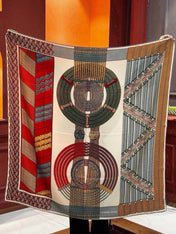 HERMES 26S SCARF 135 IN SILK AND CASHMERE 492305