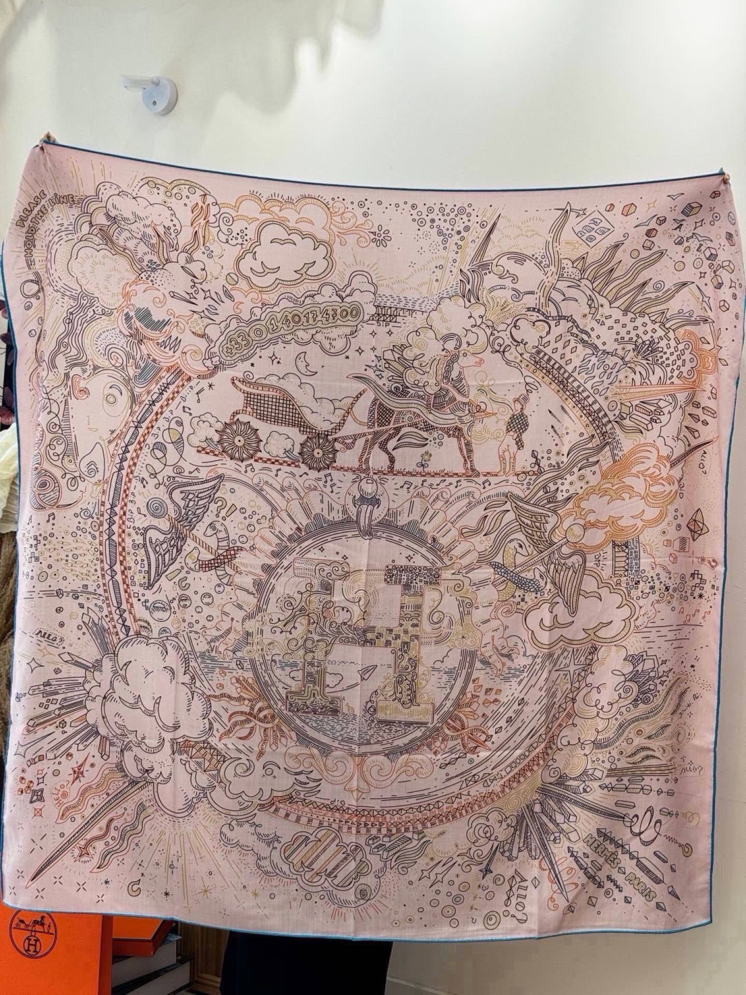 HERMES 26S SCARF 140 IN SILK AND CASHMERE 492394