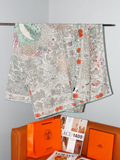 HERMES 26S SCARF 135 IN SILK AND CASHMERE 492453
