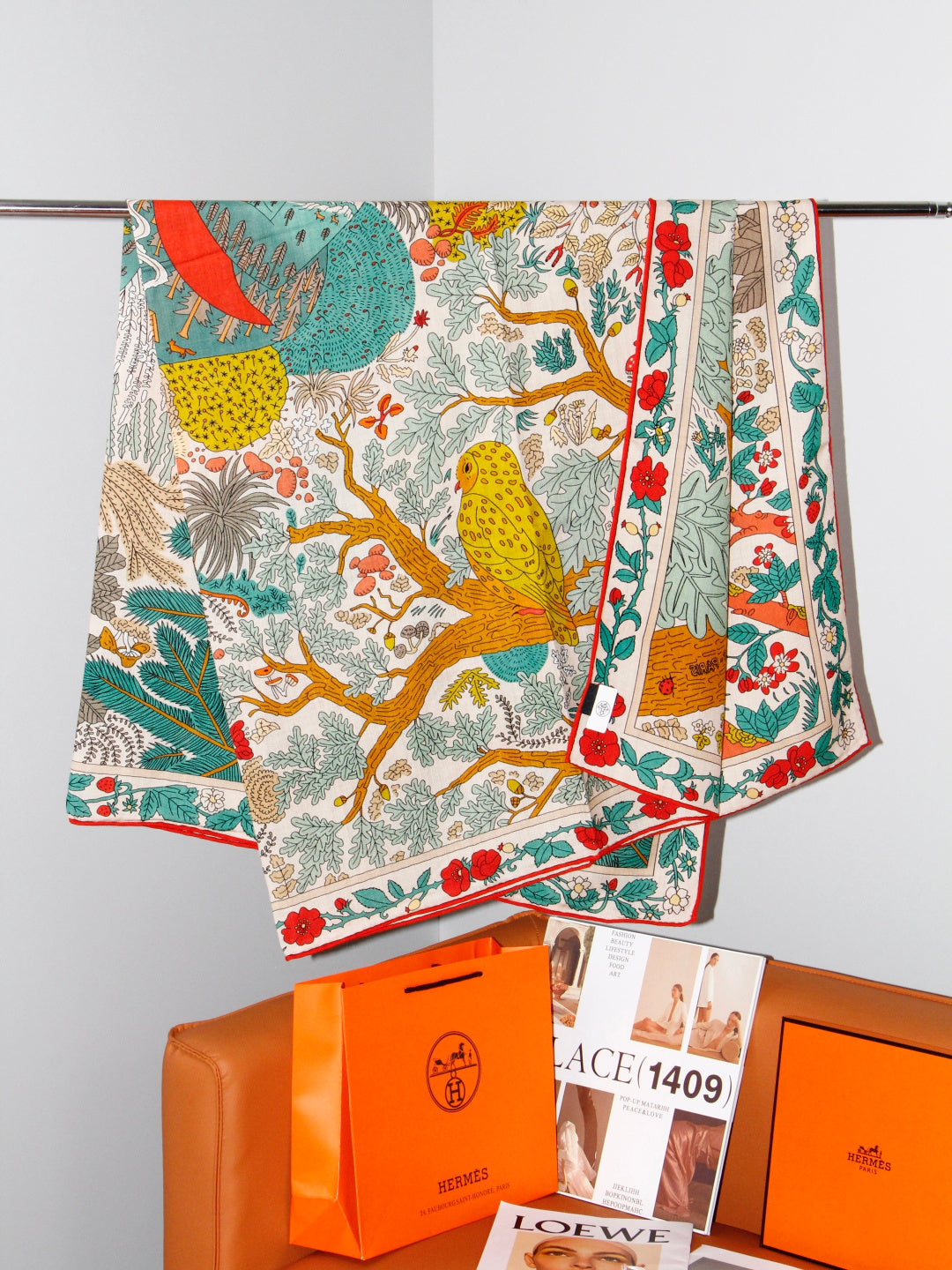 HERMES 26S SCARF 135 IN SILK AND CASHMERE 492454