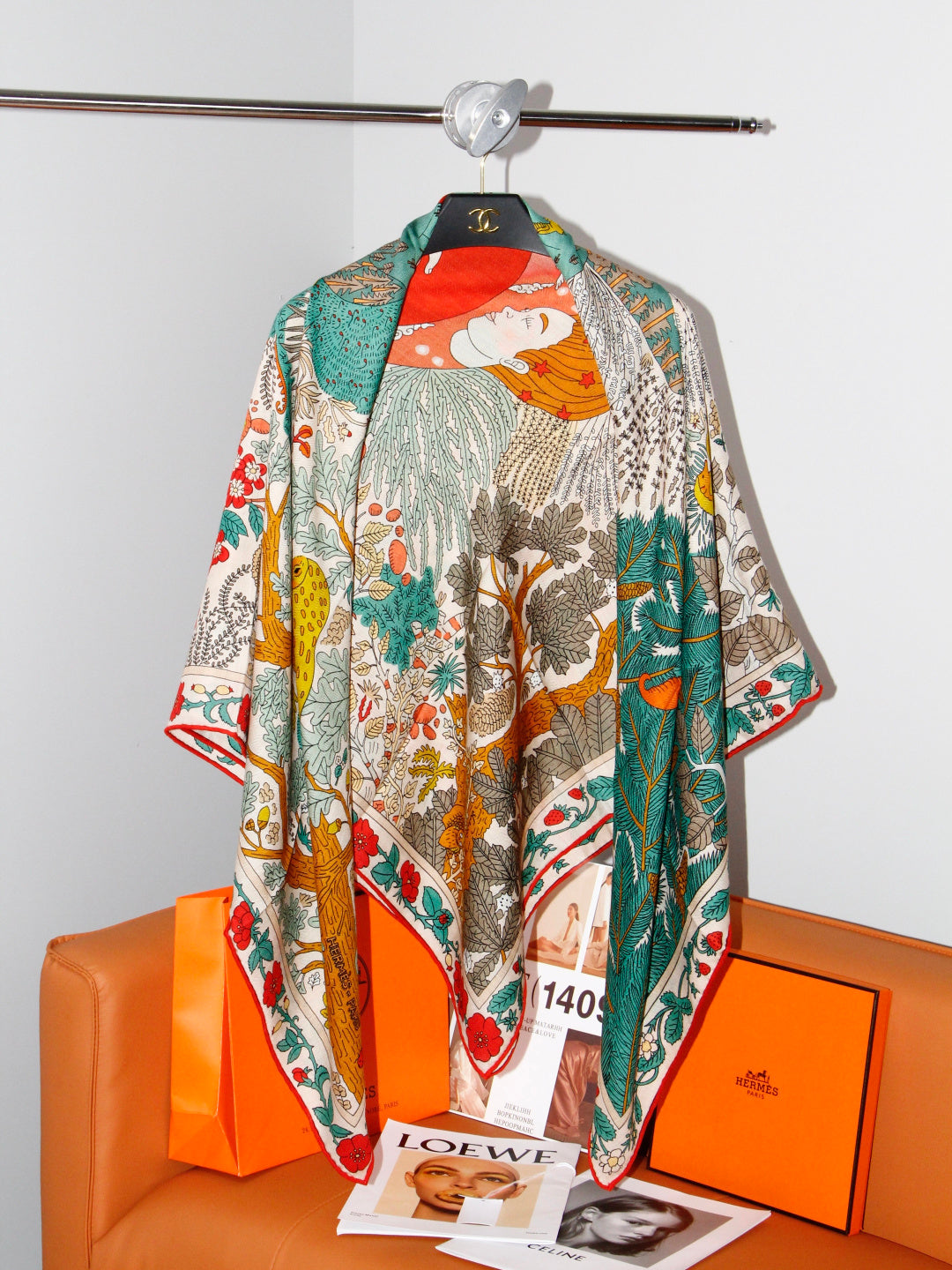 HERMES 26S SCARF 135 IN SILK AND CASHMERE 492454