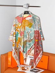 HERMES 26S SCARF 135 IN SILK AND CASHMERE 492455