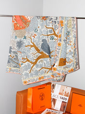 HERMES 26S SCARF 135 IN SILK AND CASHMERE 492456