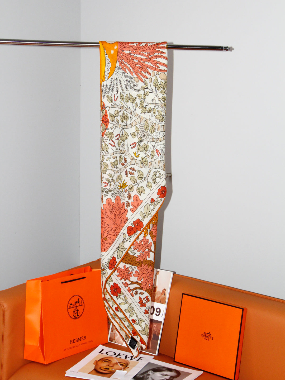 HERMES 26S SCARF 135 IN SILK AND CASHMERE 492457