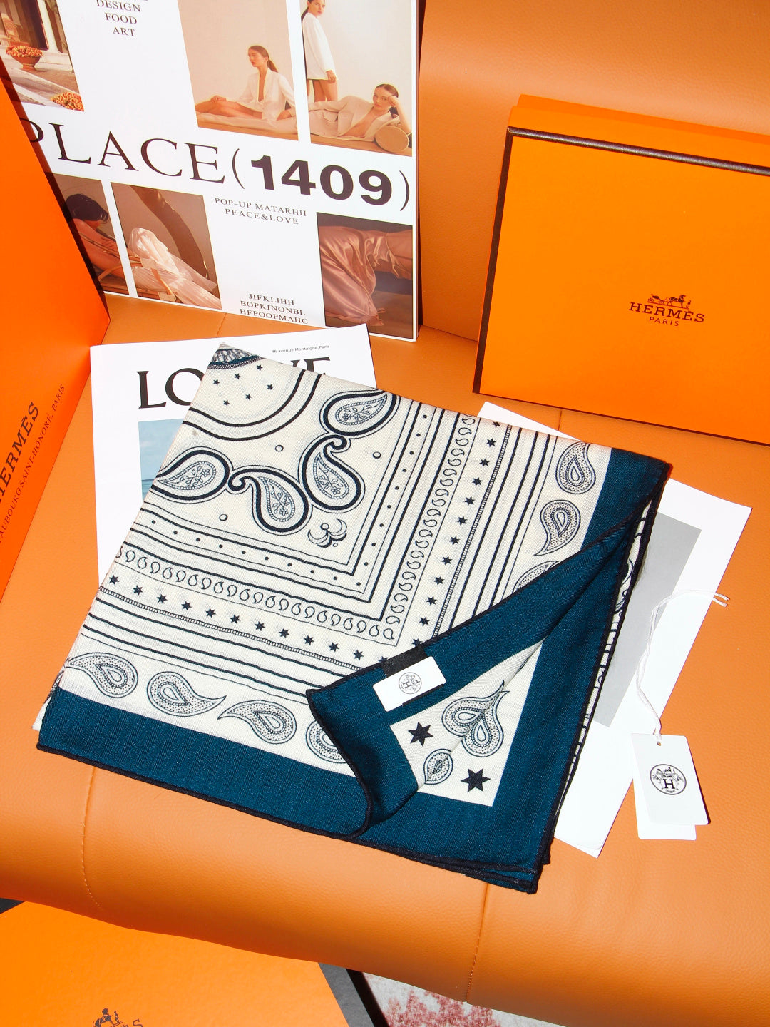 HERMES 26S SCARF 135 IN SILK AND CASHMERE 498484