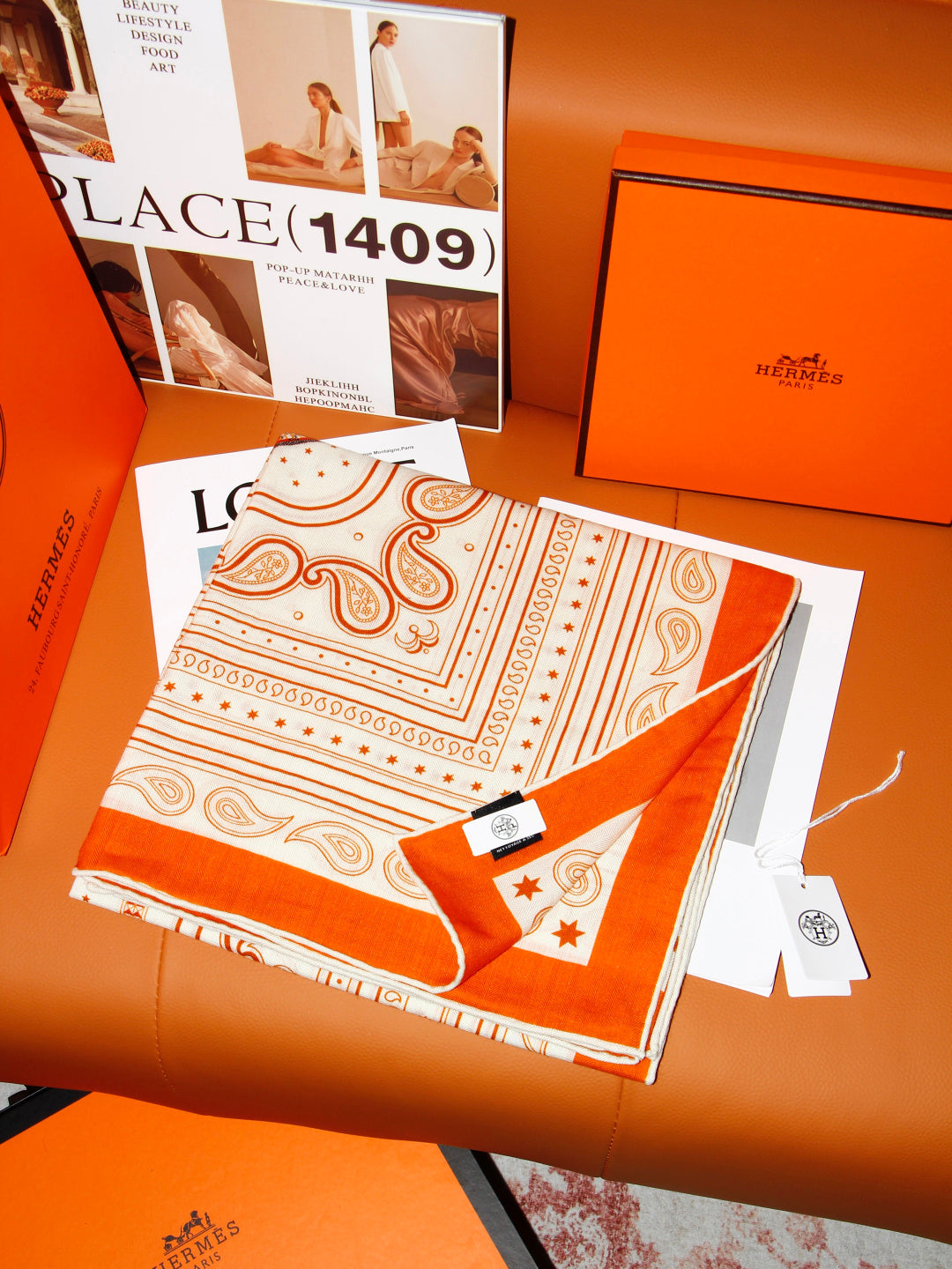 HERMES 26S SCARF 135 IN SILK AND CASHMERE 498486