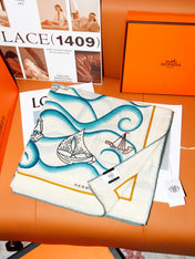 HERMES 26S SCARF 135 IN SILK AND CASHMERE 498487