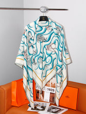 HERMES 26S SCARF 135 IN SILK AND CASHMERE 498487