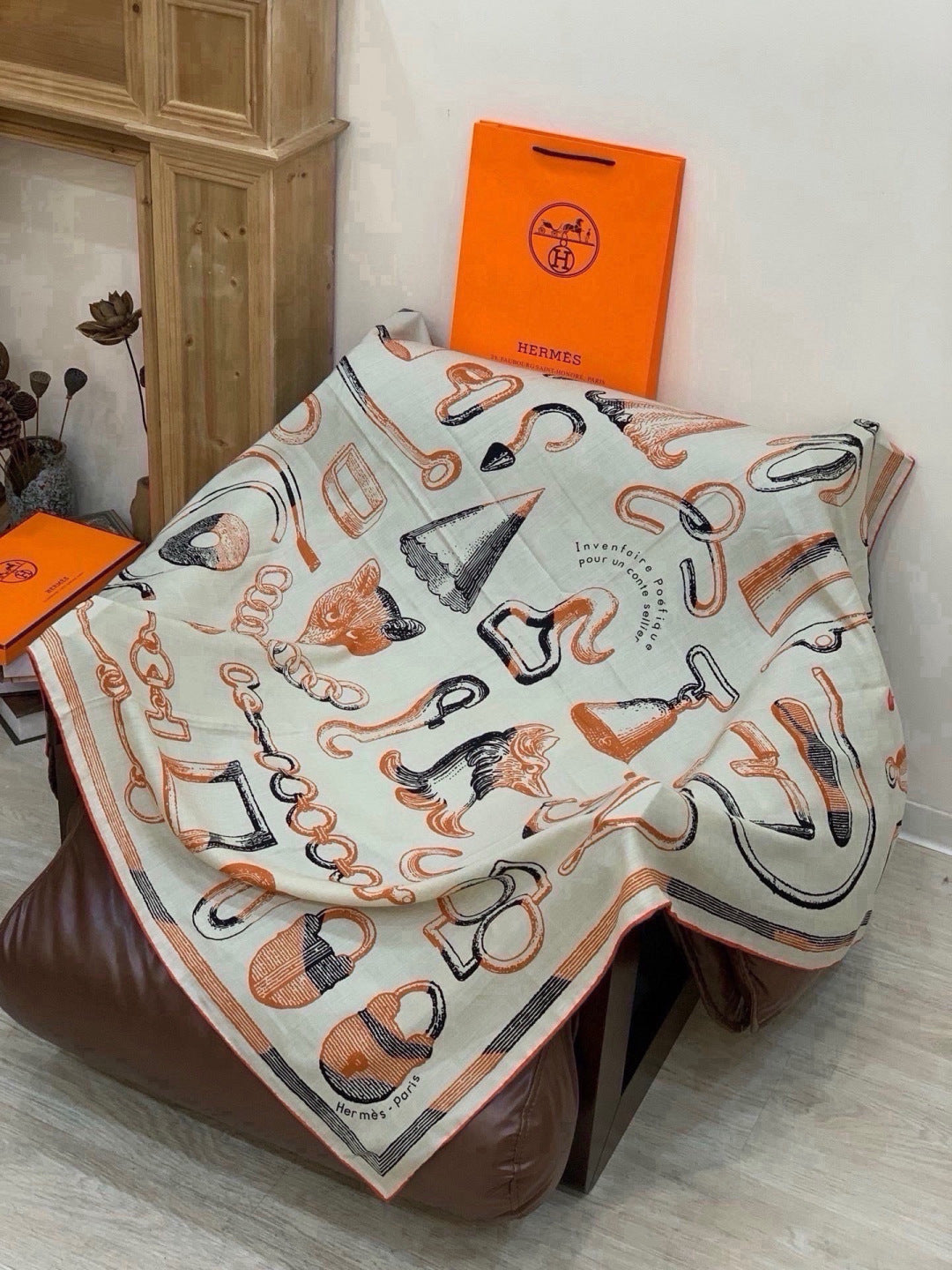 HERMES 26S SCARF 135 IN SILK AND CASHMERE 499943