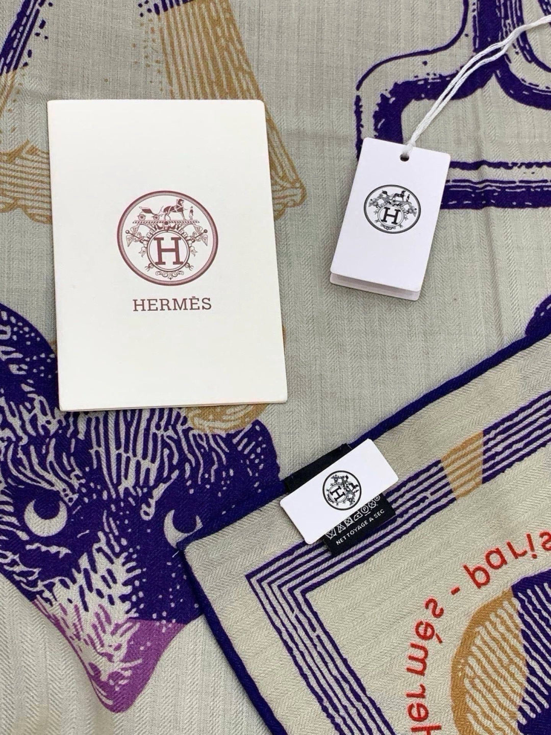 HERMES 26S SCARF 135 IN SILK AND CASHMERE 499946