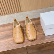 CHLOE 26S STUDDED LOAFERS IN LIGHT BROWN CALFSKIN