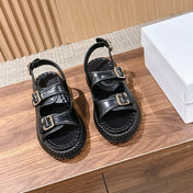 CHLOE 26S PLATFORM SANDALS IN BLACK CALFSKIN
