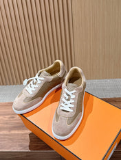 HM 26S GET SNEAKERS IN SAND BEIGE CALFSKIN MIX SUEDE STYLE 2