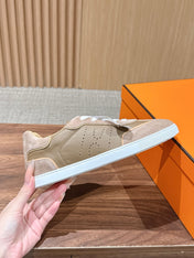HM 26S GET SNEAKERS IN SAND BEIGE CALFSKIN MIX SUEDE STYLE 2