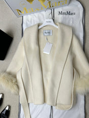 MAX MARA 25S CASHMERE COAT WITH FOX FUR TRIM 235