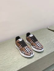 BURBERRY 26S PLAID TERRACE SNEAKERS IN BROWN CANVAS