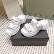 CHANEL 25S STRAP SANDALS IN WHITE PATENT CALFSKIN SILVER HARDWARE