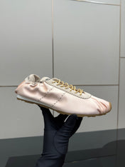 MIUMIU 25S SNEAKERS IN POWDER PINK PLUME SATIN