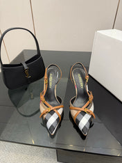 BURBERRY 26S SLINGBACK HEELS 85 MM IN STRIPED COLOR COORDINATION FABRIC STYLE 11