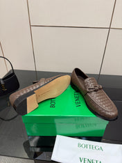 BOTTEGA VENETA 26S LOAFERS IN BROWN TECHNICAL WOVEN CALFSKIN