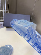 CHANEL 26S SLIDES IN BLUE PVC
