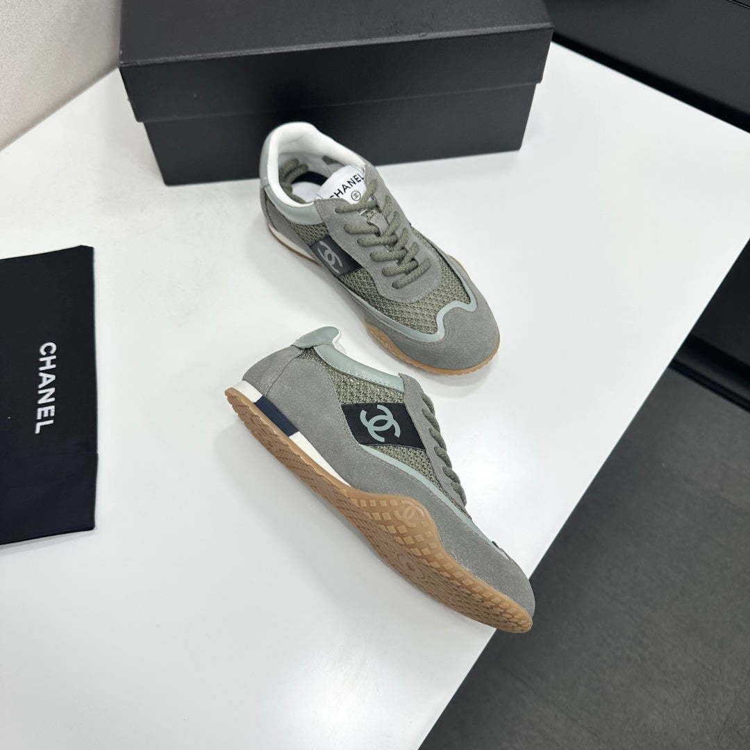 CHANEL 26S SNEAKERS IN GREY CALFSKIN AND MESH
