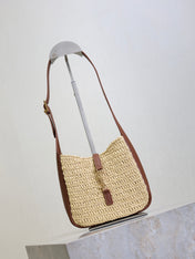YSL 25S LE 5 À 7 SUPPLE BABY 16 IN RAFFIA AND CALFSKIN GOLD HARDWRE