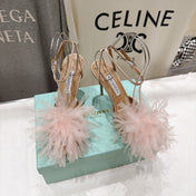 AQUAZZURA 26S BOUQUET HEELED SANDALS 100 MM IN BEIGE SATIN & CALFSKIN