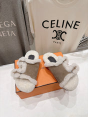 HM 26S CHYPRE SANDALS IN GREYISH BEIGE SUEDE AND CREAM WHITE WOOL