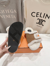 HM 26S CHYPRE SANDALS IN BROWN SUEDE AND CREAM WHITE WOOL