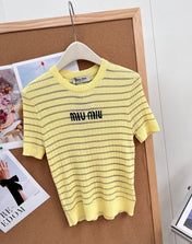MIUMIU 26S SHORT-SLEEVE KNIT TOP 1451