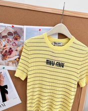 MIUMIU 26S SHORT-SLEEVE KNIT TOP 1451