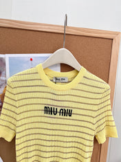 MIUMIU 26S SHORT-SLEEVE KNIT TOP 1451