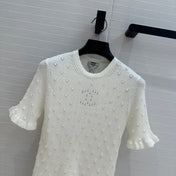 CC 25 Hollow Knitted T-shirt White cotton