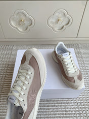 CELINE 26S TRIOMPHE RUNNER SNEAKERS IN MAUVE TAUPE NYLON AND LIGHT GREY SUEDE